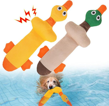BEAUTYZOO Floating Dog Water Pool Toys 2 Pack - Squeaky Duck Design Pool Toys for Medium/Large Dogs, Dock Diving & Fetch Training, Durable Summer Water Dog Toy