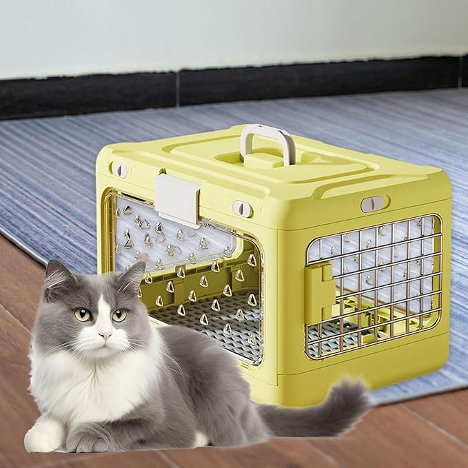 Folding Puppy Crate, Cat Travel Cage, Portable Dog Kennel, Pet Carrier for Small Dogs, Yellow