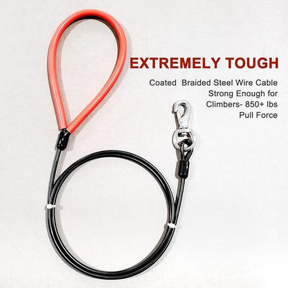 Heavy Duty Dog Leash, Chew Proof Metal Leash for Large Dogs (Up to 250lbs), WireRope Dog Leashes with Soft Silicone Grip (Black, 10 FT)