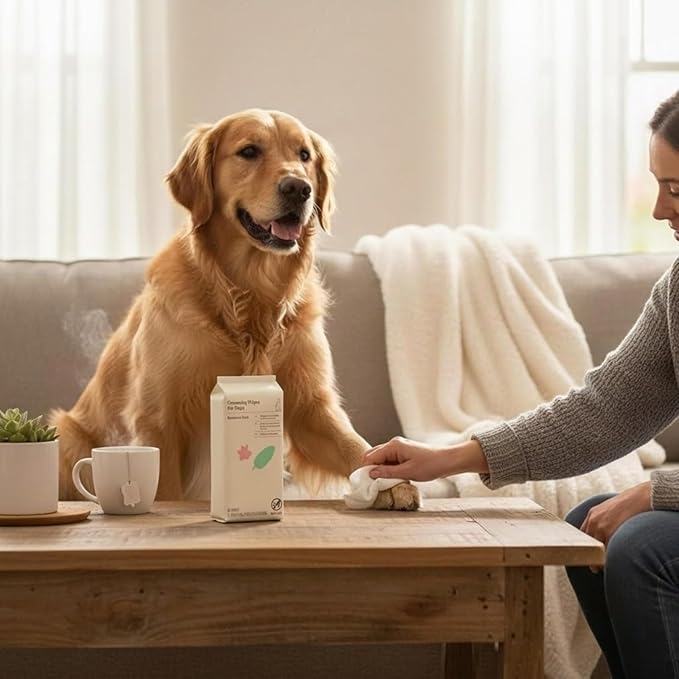 Kindfull Dog Grooming Wipes – 1 Pack (60 Wipes), Botanical Mint Scent – Gentle, pH-Balanced Pet Wipes for Paws & Fur – Plant-Based, Alcohol-Free – 7.9" x 7.7" Each