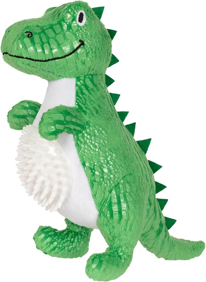 Fringe Studio Plush Dog Toy, Roar and Explore, Teeth and Gum Cleaning TPR Spiky Ball, Pet Shop Collection (314634)