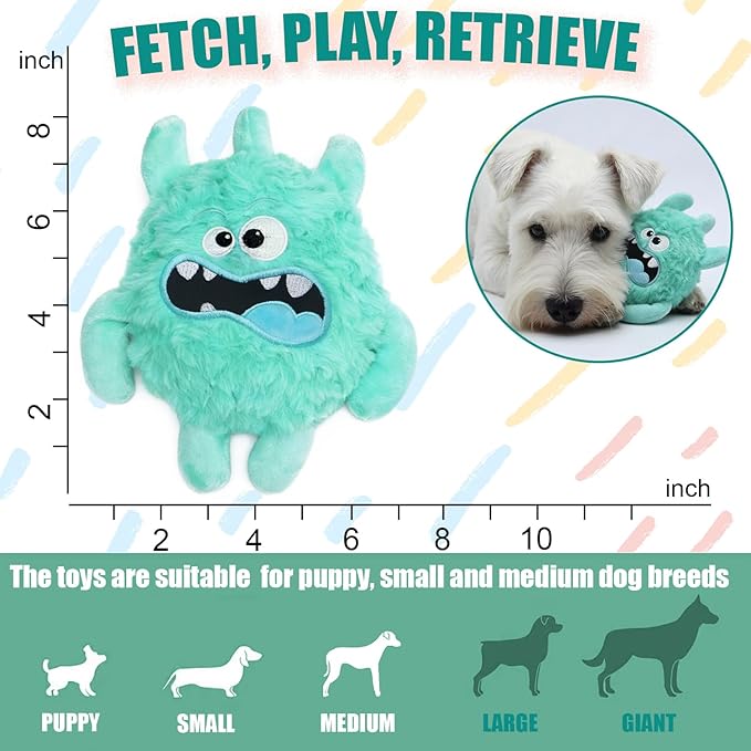 Plush Squeaky Dog Toy, Crinkle Stuffed Dog Toy Keep Them Busy Tug of War Birthday Dog Chew Toy for Small Medium Large Dogs (Light Green)