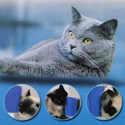 2 Pack Self Grooming Wall Brush for Cats and Dogs - Cat Groomer with Catnip, Massage Comb Tool for Long & Short Fur Pets (Blue)