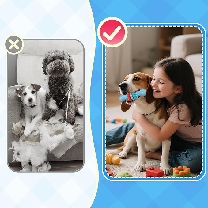 Puppy Chew Toy, 2 Pack Puppy Teething Toys Indestructible Chew Toys for Teething Tough Chew Toy Dog Teeth Cleaning Aid Cute Soft Durable Rubber Toy for Small Medium Dogs to Keep Them Busy