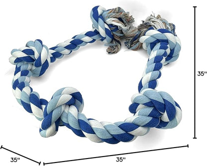 Knotted Rope Chew Toy for Dogs - Large Five Knot 35"