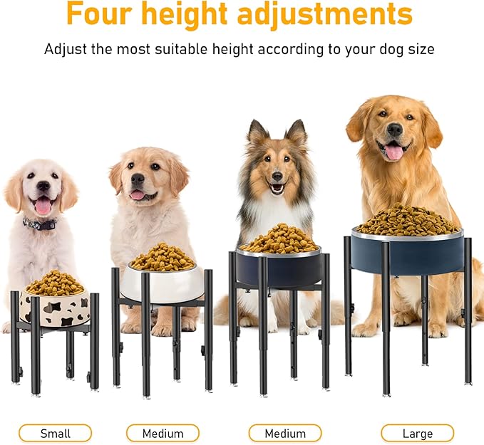 Adjustable Elevated Dog Bowl Stand，Fits 6-11inches Bowls,4 Height Adjustments. Holder for Raised Elevated Dog Food Water Bowl Feeder，for Large, Medium and Small Dogs