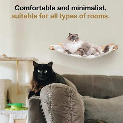 Heavy Duty Wooden Wall Mounted Cat Hammock - 21 * 18 in for Extra Large Indoor Cats 30 Lbs