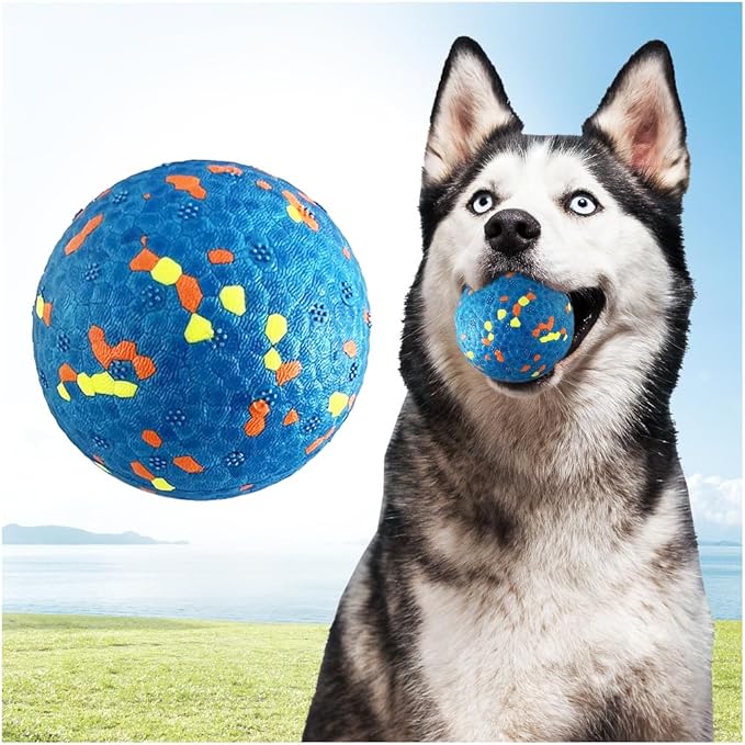 Dog Balls, Tennis Ball Toys for Aggressive Chewers, Durable Teething Chew Dog Toys, Diameter 3'' Water Toy Fetch Balls, Interactive Dog Balls for Large and Medium Dogs (1 Ball)