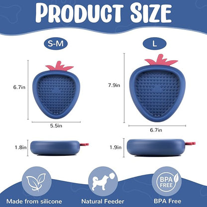 Freeze Dog Lick Bowl, Animire Non-Slip Slow Feeder Lick Mat for Dogs, Silicone Dog Enrichment Bowl for Distraction Anxiety Relief Boredom, BPA Free, Dishwasher Safe(Dark Blue,S)