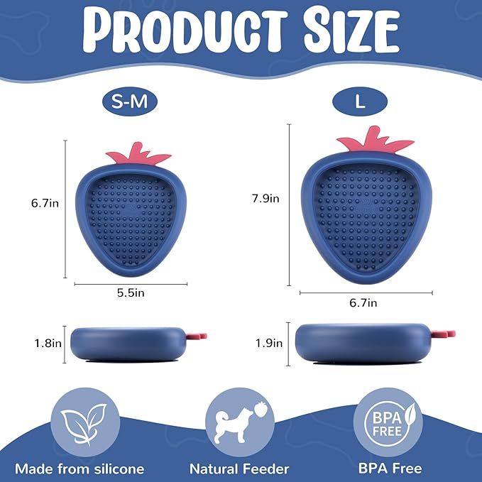 Freeze Dog Lick Bowl, Animire Non-Slip Slow Feeder Lick Mat for Dogs, Silicone Dog Enrichment Bowl for Distraction Anxiety Relief Boredom, BPA Free, Dishwasher Safe(Dark Blue,L)