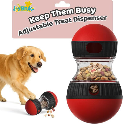 Interactive Dog Treat Puzzle Toys, Treat Dispensing Dog Enrichment Toys to Keep Them Busy, Adjustable Puppy Puzzle Feeder for Smart Dogs, Cognitive Toy for Small Medium Large Breed, Red