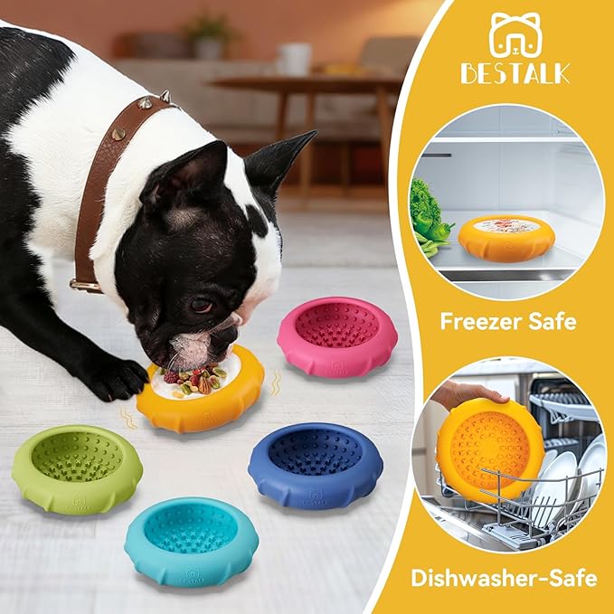 Dog Lick Bowl, Bestalk Wobbly Freeze Bowl Enrichment Feeder for Dogs, Anxiety Relief Lick Mat Puzzle Toy for Distraction, BPA Free Silicone, Dishwasher Safe(Orange,L)
