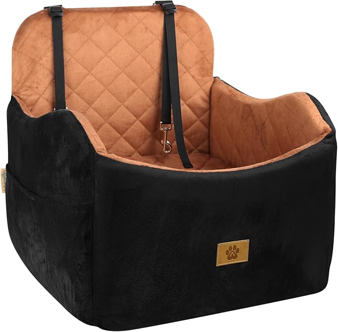 Dog Car Seat for Small/Medium Dogs, Detachable Washable Dog Booster Car Seat Under 35lbs, High-Support Memory Foam,Travel Bed with Storage Pockets