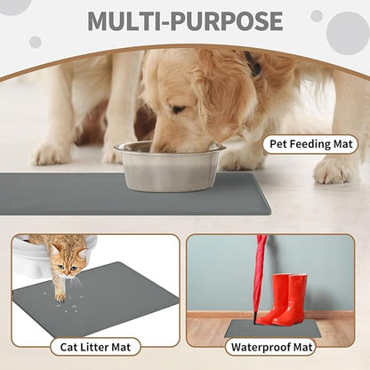 WePet Non-Slip Waterproof Pet Feeding Mat, 20x12 Inch - Silicone Dog & Cat Food Mat with Raised Edge to Stop Food Spills and Water Spills - Dishwasher Safe, Easy Clean