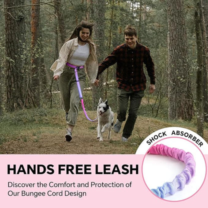 QQPETS Hands Free Dog Leash with Car Seat Belt, Adjustable No Pull Bungee Dog Running Waist Leash, Versatile Crossbody Rope for Walking, Jogging and Hiking