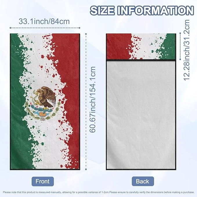 SEANATIVE Mexican Flag Car Seat Cover Protector Front Seats Car Towel, for Gym, Running, Swimming, Beach and Hiking, Sweat Towel Bucket Seat Covers for Trucks SUV Jeep