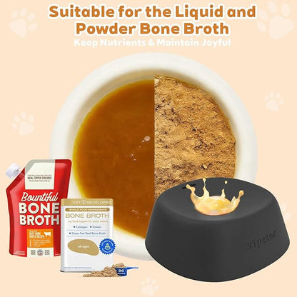 Yipetor Slow Feeder Dog Bowls for Liquid Treat, Anti-Slip【Entertained Ball-in】 Bone Broth Dog Lick Bowl, 3/4 Cup Yogurt Pup Lick Toy for Large Medium Small Breeds Dietary Supplement/Post-op Nutrition