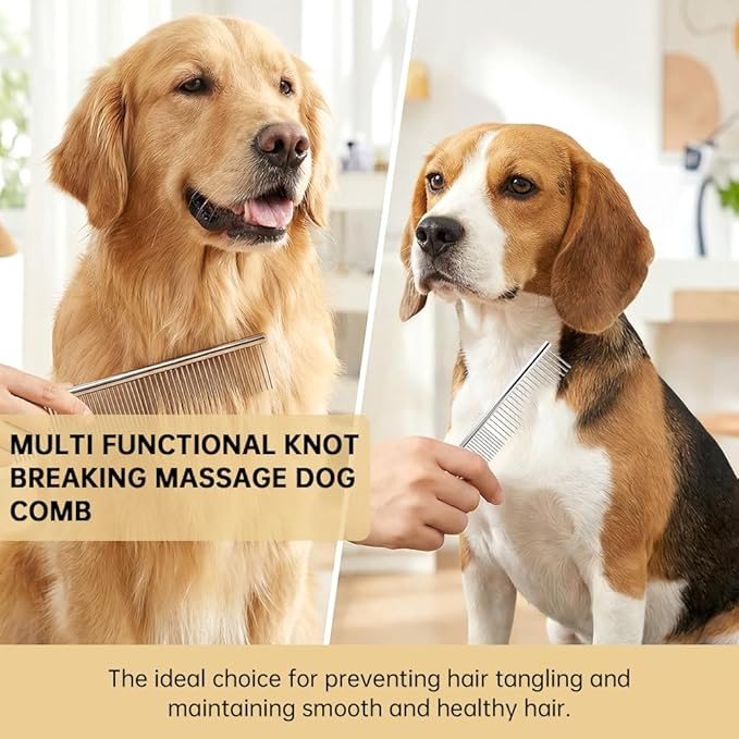 4 Pack Dog Combs for Grooming Matting, Professional Pet Grooming Tools for Removing Tangles and Knots, Stainless Steel Doodle Dog Combs for Long and Short Haired Pet Dogs Cats
