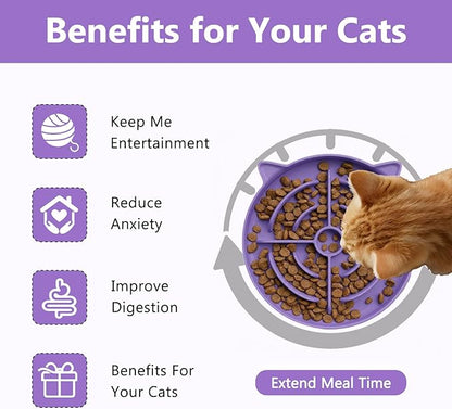 2 Pcs Silicone Slow Feeder Cat Bowl, Cat Slow Feeder for Food Training, Interactive Puzzle Bowls for Puppy, Kitten Dishes to Prevent Overeating, Treat Toys Suitable for Dry and Wet Food