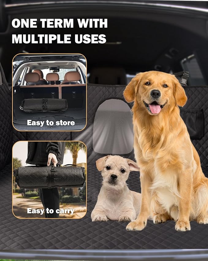 Dog Seat Cover For Back Seat- Heavy Duty Soft Bottom Car Hammock for Dog, With a Heightened Design Both Side,Fits Cars,Suv, and Mid-Size Trucks, Waterproof and Machine Washable,Black&Large Size.