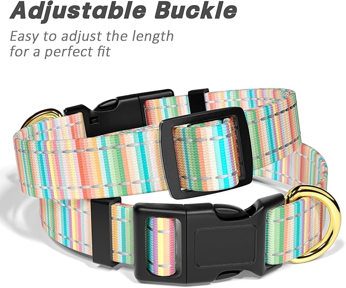 Reflective Dog Collar, Cute Dog Collar for Small Dogs, Soft Nylon Puppy Collar for Boy and Girl Female Dogs, Adjustable Pet Collars with Quick Release Buckle, Colorful Watercolor Art