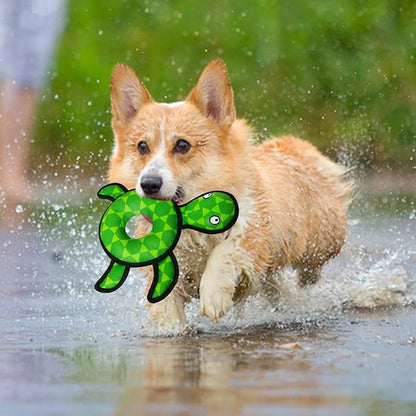 Squeaky Dog Toys, Floating Dog Toys for Indoor or Outward Play, Swim Ring Design Interactive Dog Gifts for Small and Medium Dogs - Turtle