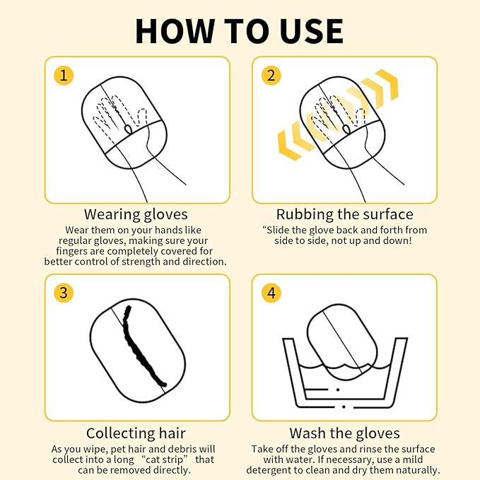 Pets Static Removal Gloves, Reusable Double Sided Cat Dog Electrostatic Hair Remover Grooming Glove Tool - 1 pcs