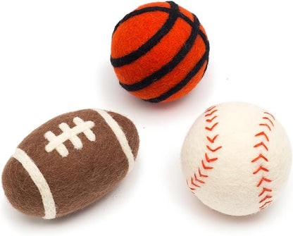Glaciart One Felt Wool Balls for Dogs (3 Pcs)| Durable Dog Chew Toy, Puppy Chew Toys for Teething & Dog Teeth Cleaning | Pet Toys Fetch Games & for Anxiety/Boredom | Great for Small or Medium