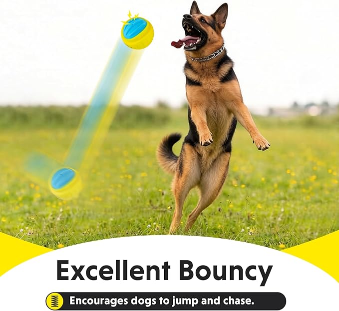 LaRoo Indestructible Squeaky Dog Ball, 3.9" TPR Rubber Chew Toys for Medium/Large Dogs, Floatable Teeth Cleaning Toy with Textured Grip, Non-Toxic Indoor/Outdoor Fetch & Water Play Toy (Yellow)