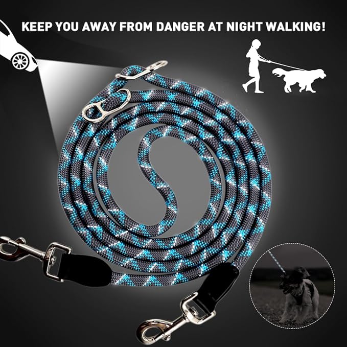 Pawstrip Hands Free Dog Leash - Multifunctional Reflective Waist Leash for Running, Walking, Training - Adjustable Crossbody Nylon Double Leashes for Small Medium Large Dogs (Gray)