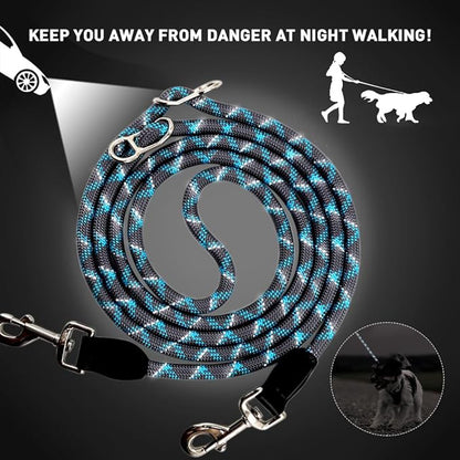 Pawstrip Hands Free Dog Leash - Multifunctional Reflective Waist Leash for Running, Walking, Training - Adjustable Crossbody Nylon Double Leashes for Small Medium Large Dogs (Gray)