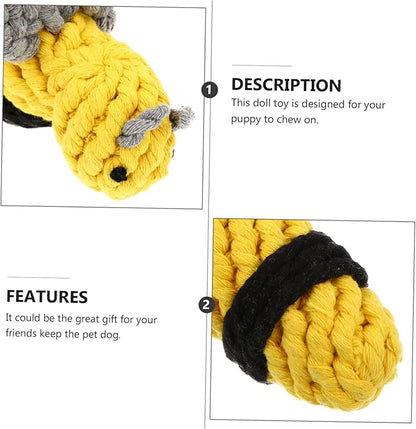 1pc Bee Pet Toy Dogman Toys Bee Toy Small Dog Chew Toys Dog Rope Toys Sound Dog Toys Puppy Toys Dog Teasing Toys Dog Training Toys Teasing Toys for Dogs Cotton Rope Yellow Knot