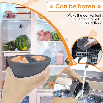Slow Feeder Bucket, Dog Feeding Bucket, Dog Lick Bowl, Dog Lick Pad with Anti Skid Suction Cup Large Volume Slow Feeder Dog Bowl Portable Slow Feeder Dog Bowl Suitable for Dogs (Blue-Gray)