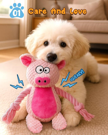 Swooflia 2 Pack Squeaky Dog Toys - Crinkle Plush Pig and Frog Toys for Puppies, Interactive and Stimulating Toy to Relieve Boredom for Small Dogs and Keep Them Busy