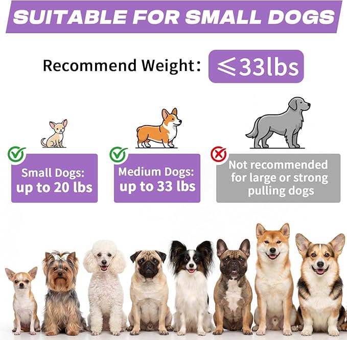 Retractable Dog Leash with USB Rechargeable Flashlight for Night Walks, 16FT Automatic Telescopic Tractor Dog Leash for Small and Medium Dogs, Purple