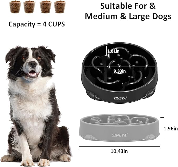 4 Cups Slow Feeder Dog Bowls Large Breed, Anti-Choking Pet Supplies, Maze Dog Food Bowl, Puzzle Feeder That Slow Down Eating 2PCS