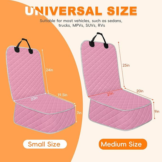 Tuwubi Dog Seat Cover Front Seat, Waterproof Car Seat Covers for Dogs, Scratch-Proof Captain Chair Bucket Seat Covers, Full Protection Pet Car Seat Protector for SUV MPV Trucks Sedans (S,Pink, 1 Set)