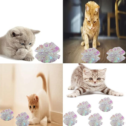 32 Pcs Crinkle Balls Cat Toy and Cat Spring Toy, 12 Pcs Mylar Crinkle Ball, 10 Pcs Cat Spiral Spring, 10Pcs Sparkle Balls Tinsel poms, for Cats Kittens Playing Interacting