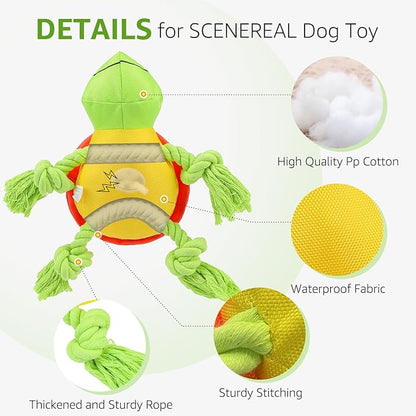 SCENEREAL Dog Toy for Medium Large Dogs- Floating Dog Toys Squeaky Toys for Water Pool Fetch, Halloween Interactive Pet Chew Toy Outdoor Interactive Play, Green Turtle