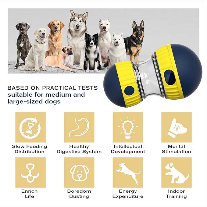 Extra-Large Size Dog Enrichment Toy for Medium/Large Aggressive Chewer Breed Dogs Treat Dispenser Ball & Food Dispensing Toys & Puzzles Slow Feeder & Mental Stimulation,Ultimate Boredom Buster