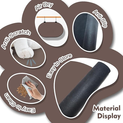 Pet Feeding Mat – 20''x12'' Absorbent Dog Food Mat, Pet Water Mats Protect Floor, No Stains Quick Dry Water Bowl Mats, Non-Slip Rubber Base Pet Placemats for Food and Water, Brown