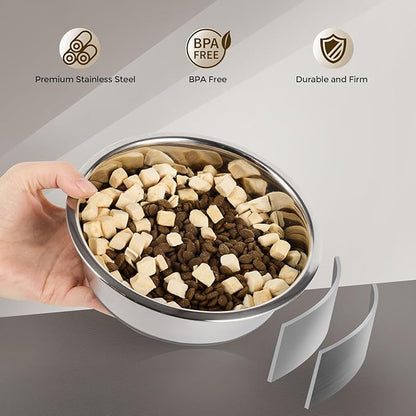 Dog Bowls Durable Heavy Duty Stainless Steel Dog Bowls Non-Slip Basic Bowl for Dogs with Rubber Base (2 Pack, 3 Cups)