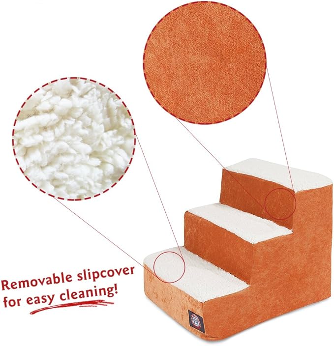 3 Step Portable Pet Stairs By Majestic Pet Products Villa Orange Steps for Cats and Dogs Tangerine