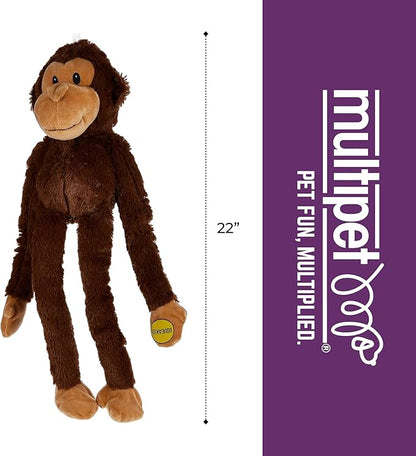 Multipet Swingin' Safari Monkey Dog Plush Toy - Squeaky Dog Toy for All Dogs - Extra Soft Plush Dog Toy - Stuffed Animal Dog Toy for Cuddling & Playing - Cute Dog Pet Toy (27”, Brown, 5 Squeakers)