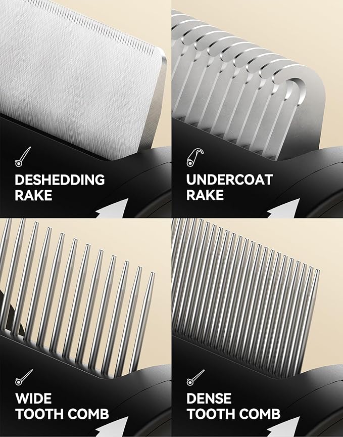 4-in-1 Cat Brush for Shedding, Undercoat Dog Grooming Rake for Deshedding Dematting, Hair Removal Comb Brush for Long & Short Haired Indoor Pets