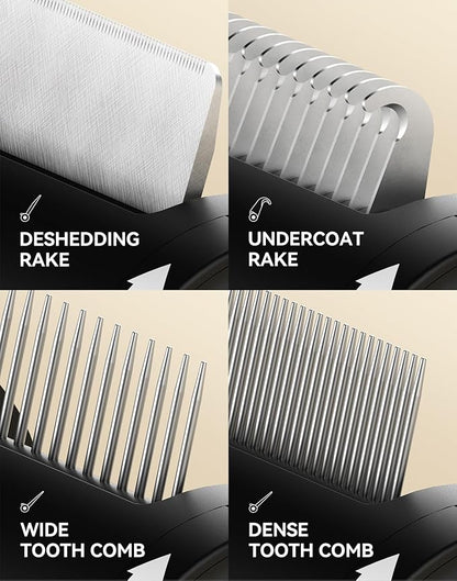 4-in-1 Cat Brush for Shedding, Undercoat Dog Grooming Rake for Deshedding Dematting, Hair Removal Comb Brush for Long & Short Haired Indoor Pets