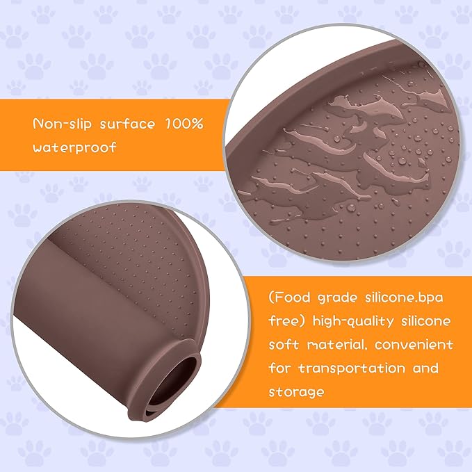 100% Waterproof 1.0" Raised Edge BPA Free Silicone Dog Food Mat, Pet Cat Feeding Mats Contain Spills Protects Floors, Placemats for Cats and Dogs Water Bowl Dishwasher XXL Large.