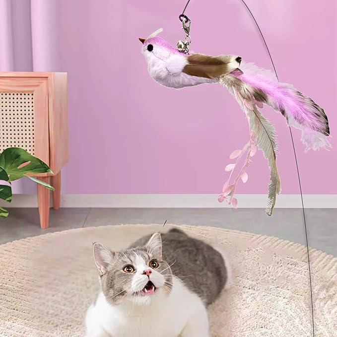 6 Pieces Cat Feather Toys Replacement Bird Cat Toy Wand Refills Cats Toy Replacement Natural Bird Feathers for Cats Toys