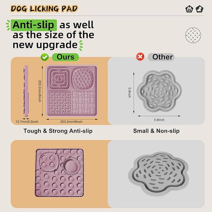Dog Lick Mat for Anxiety Relief, Slow Feeder Alternative, Pet Enrichment Treat Mat, Boredom Buster, Durable Food-Grade Silicone, Dishwasher & Freezer Safe