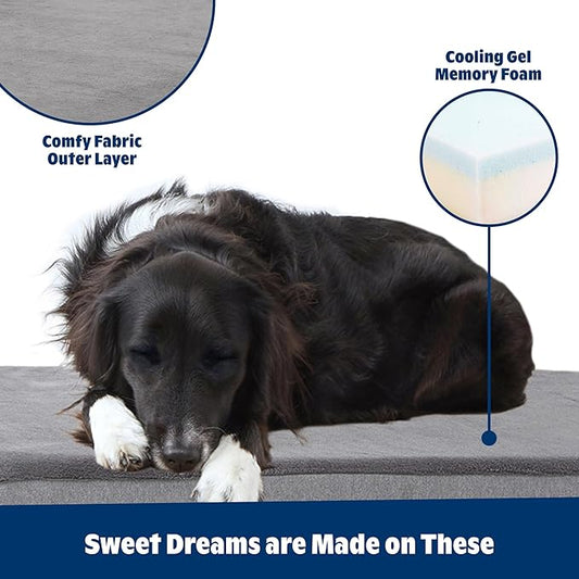 Barkbox Orthopedic Dog Bed with Memory Foam, Premium Comfort for Dogs and Puppies, Dog Bed for Joint Relief and Restful Sleep, Durable and Easy to Clean - Grey, XL
